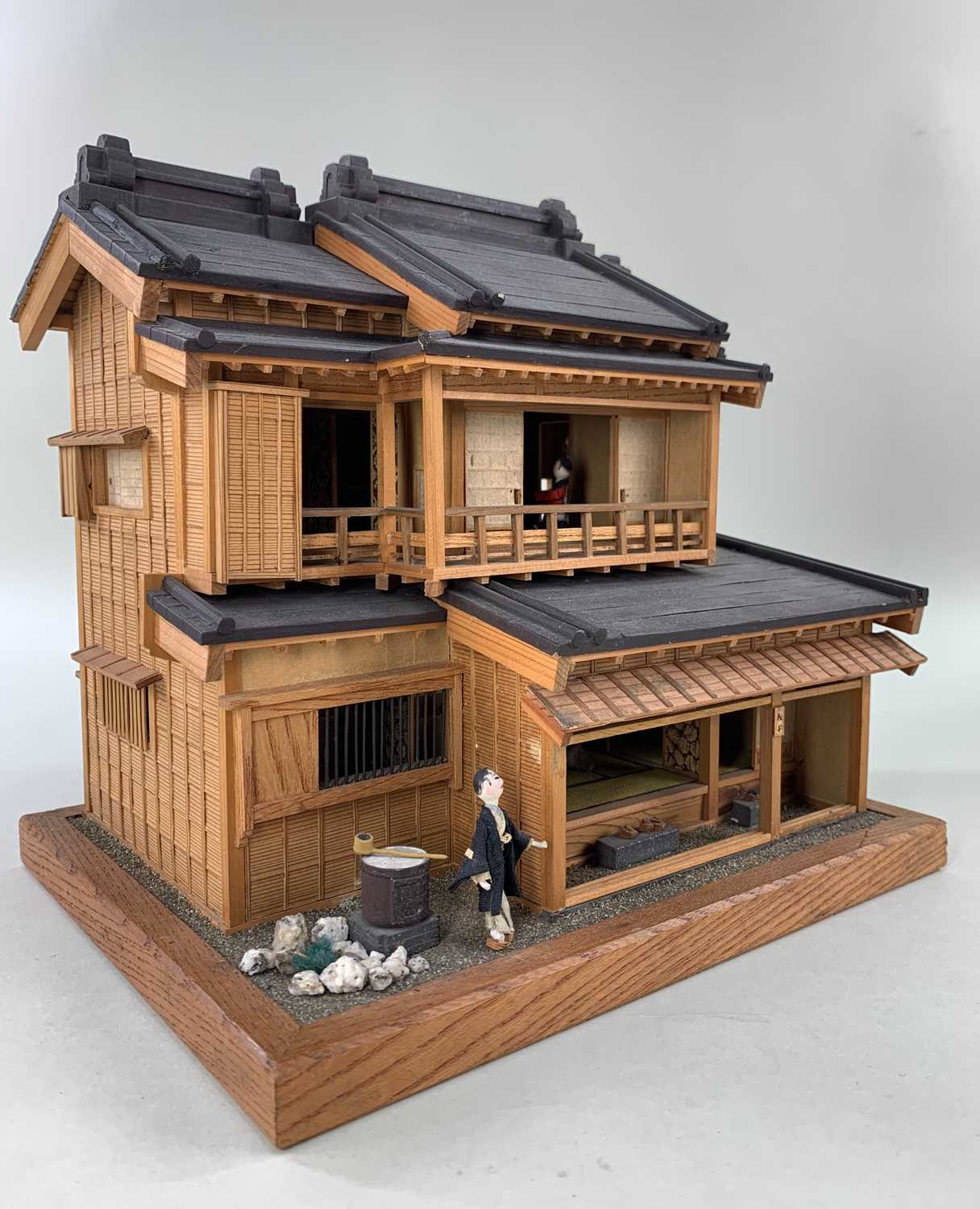 TWO JAPANESE MODELS OF HOUSES, late 20th Century, one of two stories with fitted interiors of - Image 2 of 8