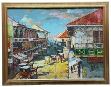 MIKE HERRERA (Philippines, 20th Century) oil on canvas - entitled verso 'Old Manila Town,