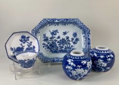GROUP OF CHINESE BLUE & WHITE PORCELAIN, comprising 18th Century canted rectangular serving dish