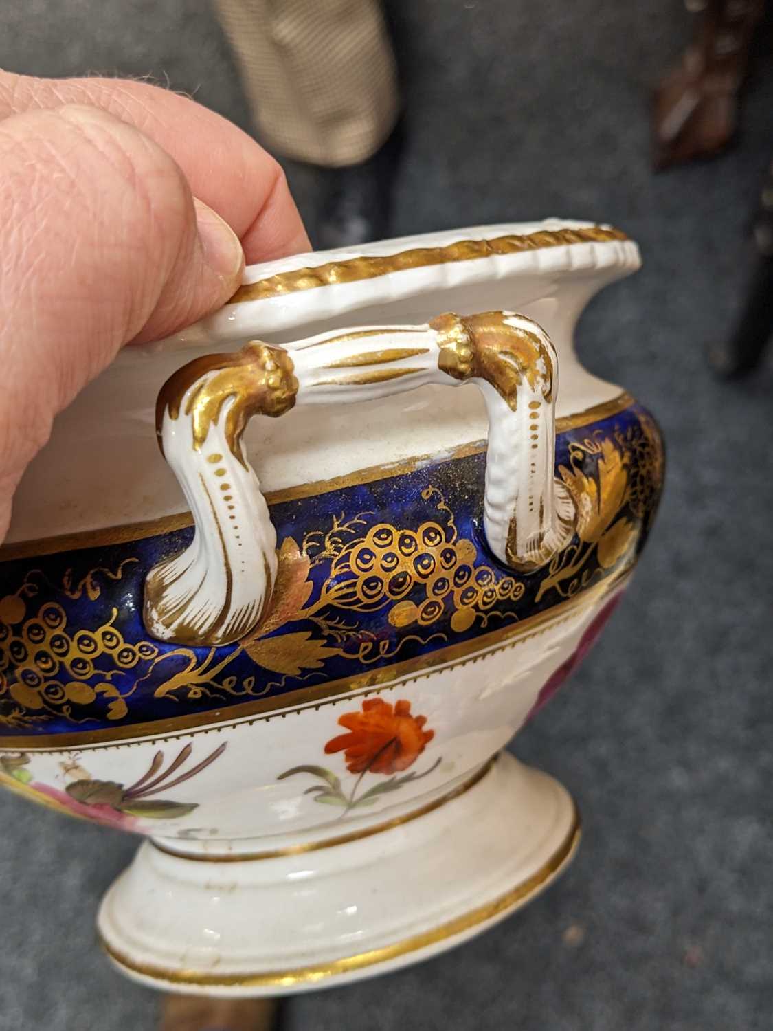 CHARLES BOURNE SAUCE TUREEN, COVER & STAND, c. 1820, gadrooned anthemion rims, twin handles and - Image 4 of 7