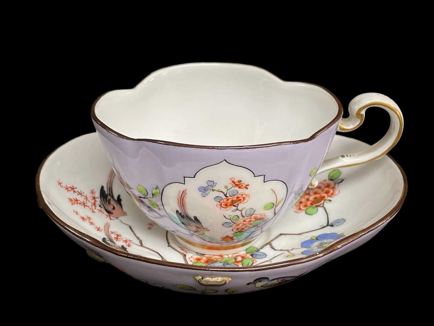 MEISSEN PORCELAIN KAKIEMON-STYLE CUP & SAUCER, quatrefoil shape, painted in the Japanese style - Image 2 of 5