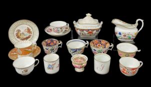 GROUP OF WELSH PORCELAIN ITEMS including cups and saucers, cream jug, sucrier etc.Comments: all with