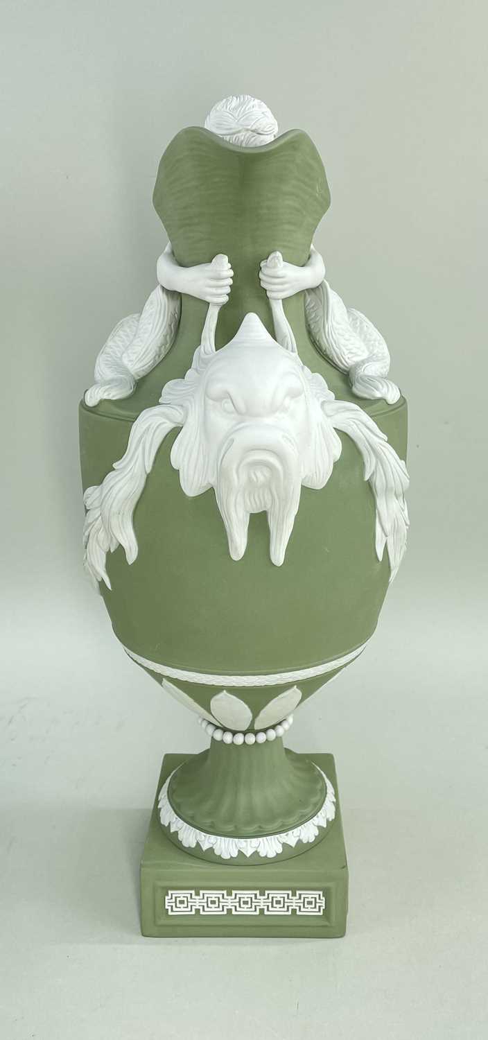 PAIR LIMITED EDITION WEDGWOOD 'MASTERPIECE' SAGE JASPER WINE & WATER EWERS, no. 16 of 25, - Image 4 of 9