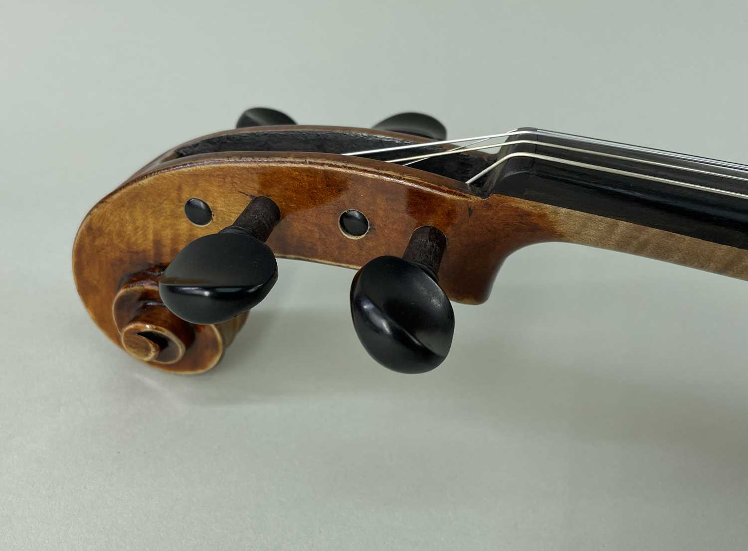 TWO VIOLINS PROBABLY CHINESE, carved in the manner of Steiner, L.O.B 35.5cm (A/F), with standard - Image 8 of 9