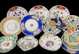 ASSORTED EARLY 19TH CENTURY ENGLISH DISHES, including pair of Coalport Amorial dinnerplates, pair of