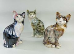 THREE BONCHURCH POTTERY CATS, all signed Bristow, 29cm h (3) Comments: one kiln sagged with faulty