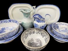 ASSORTED 19TH CENTURY WELSH PRINTED POTTERY, including Llanelly Whampoa pattern jug, Llanelly