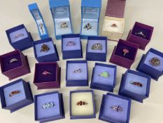 ASSORTED MODERN SILVER FASHION RINGS, all hallmarked, boxed (20)