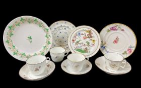 VARIOUS SWANSEA PORCELAINS including Hensol Castle patterned tureen stand, ‘Chained Parakeets’ tea-