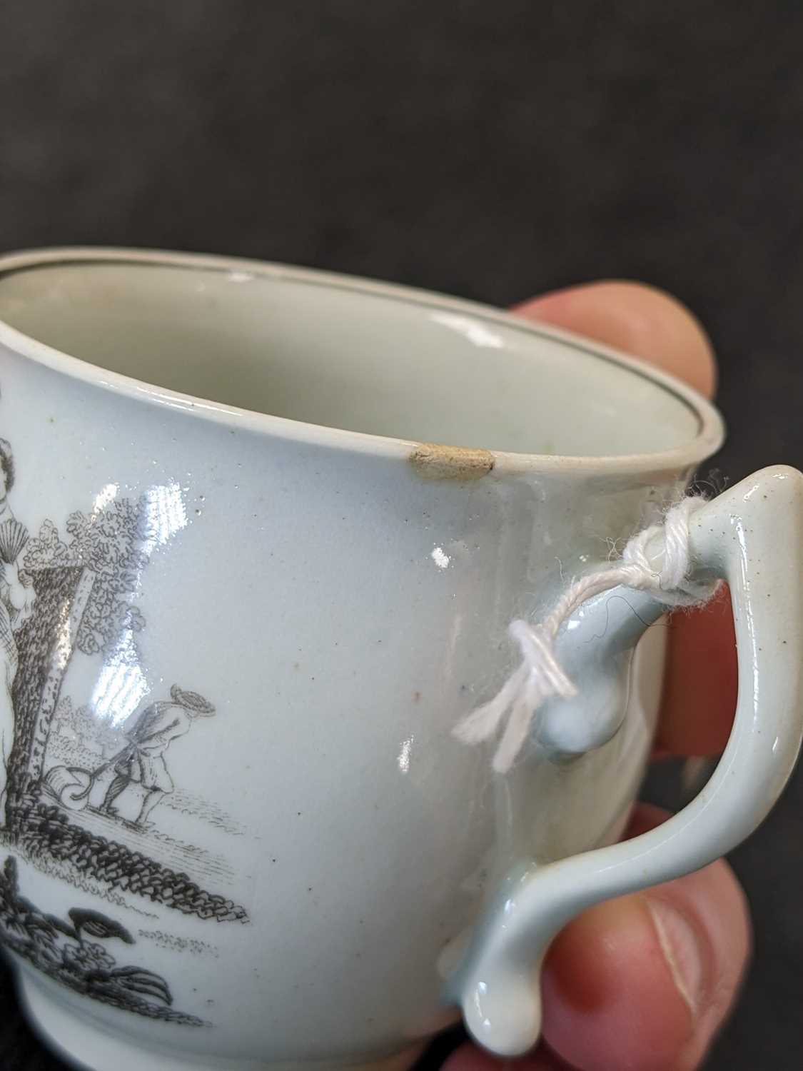 COLLECTION OF 18TH CENTURY BLACK TRANSFER PRINTED WORCESTER comprising tea bowl and saucer and - Image 8 of 9