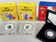 THREE ROYAL MINT SILVER PROOF FIFTY PENCE COINS, including 2018 Paddington At the Palace, 2018