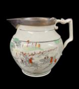 EARLY 19TH CENTURY NAPOLEONIC PEARLWARE JUG, printed with 'The Flight of the French in Russia' (