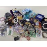 ASSORTED MODERN COSTUME JEWELLERY, comprising mainly coloured bead necklaces, earrings and bracelets