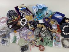 ASSORTED MODERN COSTUME JEWELLERY, comprising mainly coloured bead necklaces, earrings and bracelets