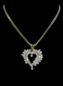 14K GOLD DIAMOND ENCRUSTED HEART SHAPED PENDANT, set with approximately fifty diamonds (0.04-0.05cts