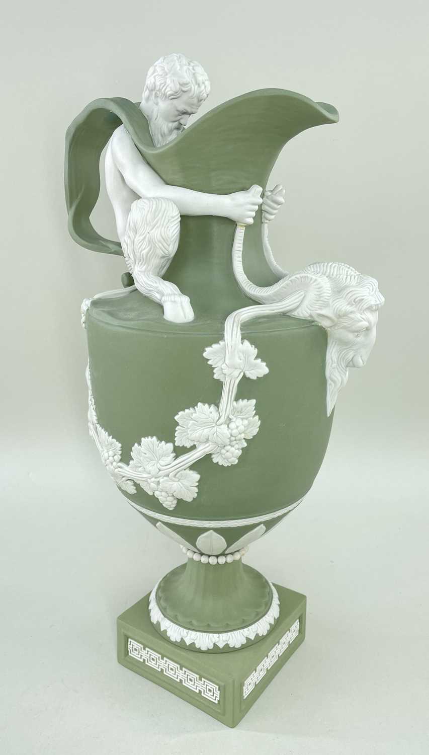 PAIR LIMITED EDITION WEDGWOOD 'MASTERPIECE' SAGE JASPER WINE & WATER EWERS, no. 16 of 25, - Image 5 of 9