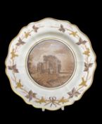 RARE SWANSEA CREAMWARE DISH DECORATED BY WILLIAM WESTON YOUNG of lobed form, painted in sepia