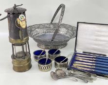 WELSH MINING INTEREST: VINTAGE MINERS LAMP together with nine miscellaneous South Wales Colliery