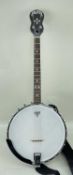 GRAFTON 'CLIPPER' ACOUSTIC BANJO, with white head, shoulder strap attached, comes in a soft case