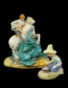 ROYAL DOULTON FIGURE OF ST GEORGE HN2051 together with Royal Doulton figure 'River Boy' HN2128 (2)