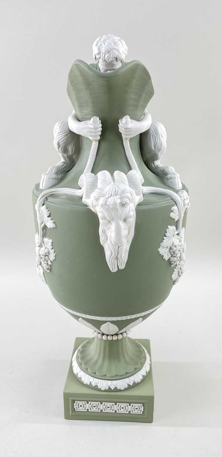 PAIR LIMITED EDITION WEDGWOOD 'MASTERPIECE' SAGE JASPER WINE & WATER EWERS, no. 16 of 25, - Image 7 of 9