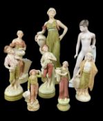 GROUP OF ROYAL DUX FIGURES to include classical female watercarrier, model no. 2063, 36cms high,