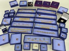 ASSORTED 9CT GOLD MOUNTED JEWELLERY, including a selection of earrings, bracelets, rings, and