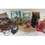 ASSORTED MODERN COSTUME JEWELLERY, comprising mainly coloured bead necklaces and bracelets (qty)