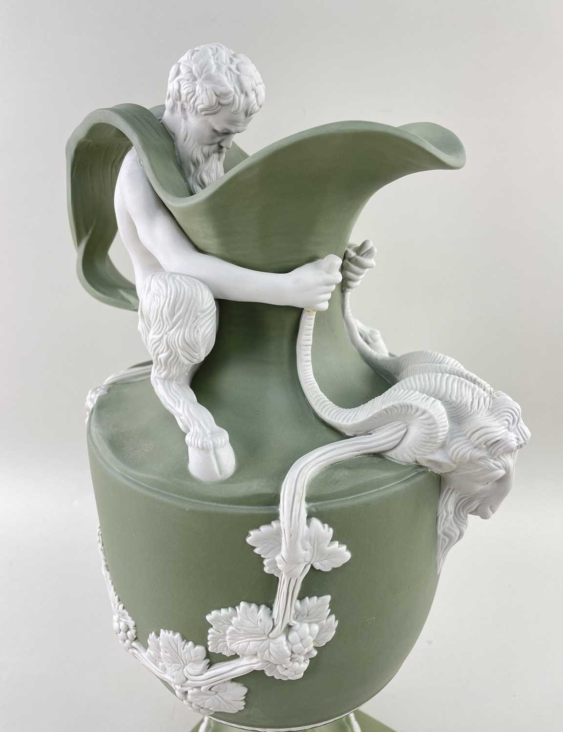 PAIR LIMITED EDITION WEDGWOOD 'MASTERPIECE' SAGE JASPER WINE & WATER EWERS, no. 16 of 25, - Image 6 of 9