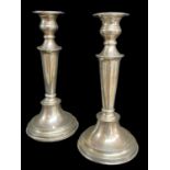 PAIR OF GEORGE VI HALLMARKED SILVER CANDLESTICKS, by E Viners, Sheffield, with beaded decoration