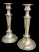 PAIR OF GEORGE VI HALLMARKED SILVER CANDLESTICKS, by E Viners, Sheffield, with beaded decoration