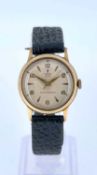 VINTAGE GENTS TUDOR 9CT GOLD WRISTWATCH, c. 1955, matt silvered dial with Arabic and baton