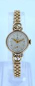 VINTAGE LADIES TUDOR 9CT GOLD WRISTWATCH, c. 1955, matt silvered dial with baton indices, subsid.