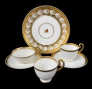 SWANSEA PORCELAIN PARIS FLUTE ITEMS circa 1815-1820, all with gilding and comprising one trio,