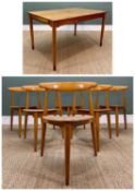 HANS WEGNER FOR FRITZ HANSEN: SET SIX FH4103 'HEART' CHAIRS 7 DINING TABLE, beech and teak, table