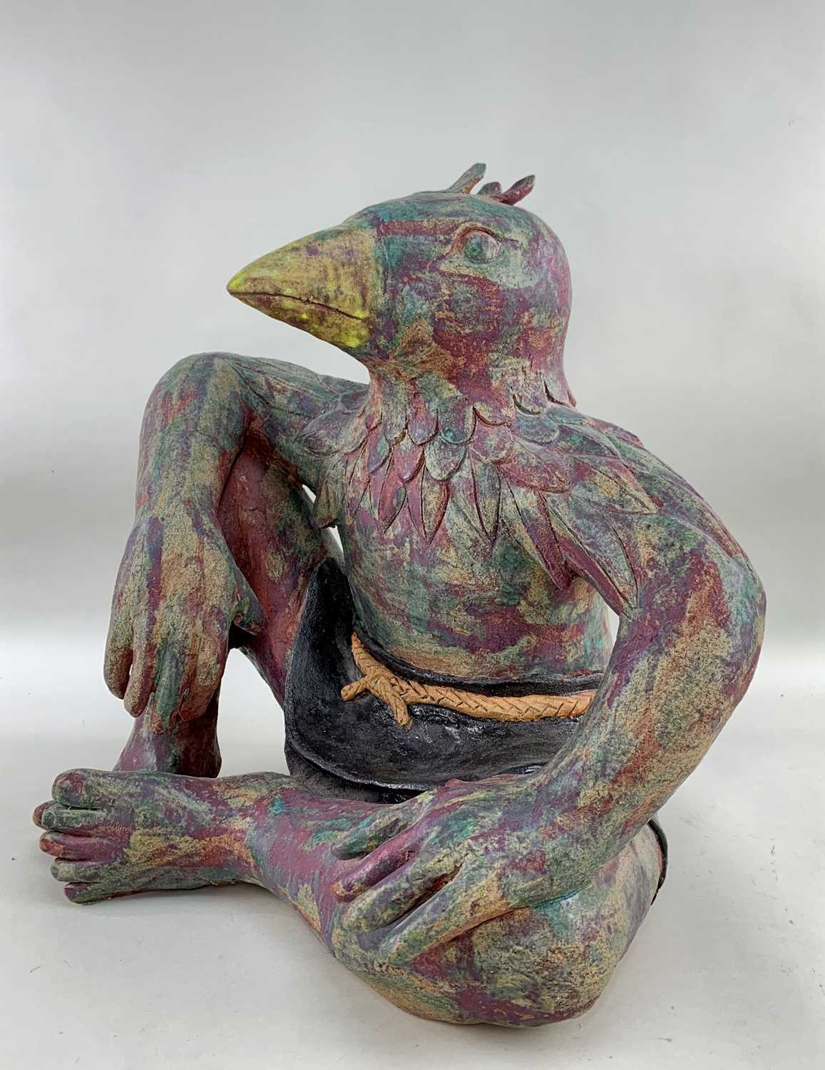 PAMELA MEI-YEE LEUNG (Hong Kong, 1962-2011) glazed stoneware sculpture - 'Bird Man', unsigned, 46cms