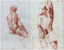 ‡ FRANCIS RUDOLPH (British-Latvian, 1921-2005) two conte sketches - semi-nude males, one standing