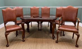 VICTORIAN-STYLE MAHOGANY DINING SUITE, attributed to Waring & Gillow, comprising extending dining