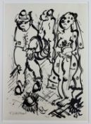 FRANZ CLAERHOUT (South African, 1919-2006) limited edition (77/250) print - figures walking, signed,