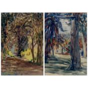 KATHLEEN WINIFRED ANDERSON (South African, 1878-1968) two watercolours - of tree lined roadways,