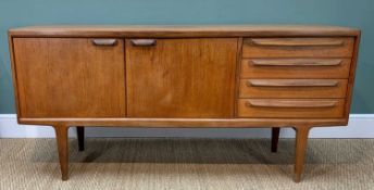 MID-CENTURY A. YOUNGER TEAK SIDEBOARD, fitted with cutlery drawers and napery drawers and pair of