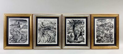 VALENTIN LE CAMPION (French, 1903-1952) set of four woodcut prints - 'The Four Seasons', all 4