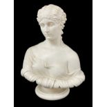 VICTORIAN COPELAND PARIAN BUST 'Clytie', After C. Delpech, on circular pedestal, impressed marks '