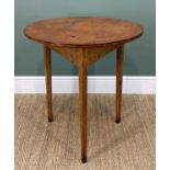 OAK & PINE CRICKET TABLE, 68cm diam.Comments: top with nail marks, possibly associated.