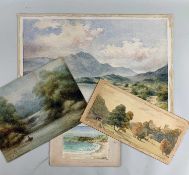 COLLECTION OF FOUR LATE 19TH / EARLY 20TH CENTURY WATERCOLOURS - various landscapes and a