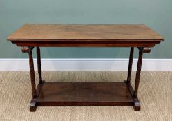 ANGLO-CHINESE PADOUK SIDE TABLE, rectangular moulded top on scrolled bracket supports, on four twist