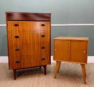 TWO MID-CENTURY UNITS,comprising five-drawer chest with reeded top drawer, 77w x 46d x 117cms h; and