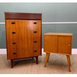 TWO MID-CENTURY UNITS,comprising five-drawer chest with reeded top drawer, 77w x 46d x 117cms h; and