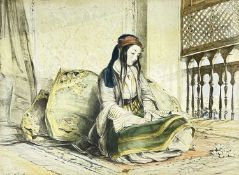 JOHN FREDERICK LEWIS (1804-1876) lithograph with colour - ‘A Captive Greek Girl’, from Lewis's