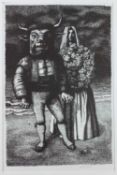 ‡ JOHN VIVIAN ROBERTS (Welsh, 1923-2003) monochrome lithograph - Minotaur's Wedding, signed, 61 x